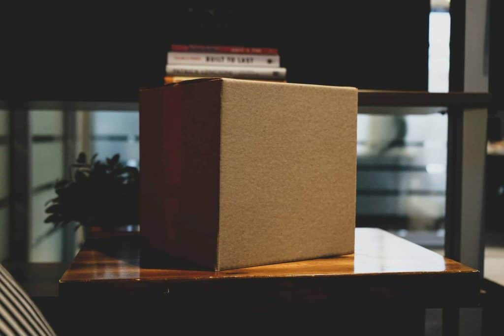 Packing box on a table